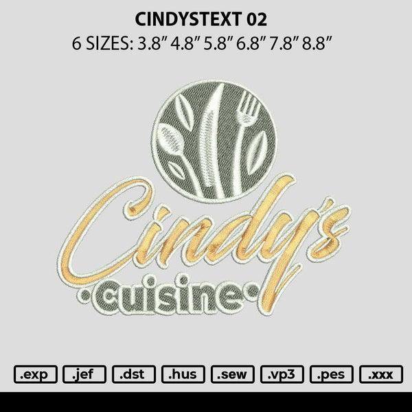 Cindystext 02 Embroidery File 6 sizes