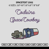 Spacetext 2502 Embroidery File 6 sizes