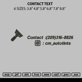 Contact Text Embroidery File 6 sizes