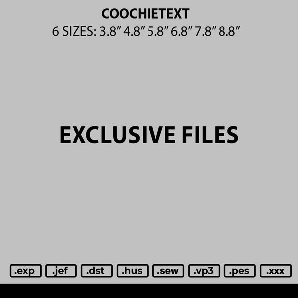Coochietext Embroidery File 6 sizes