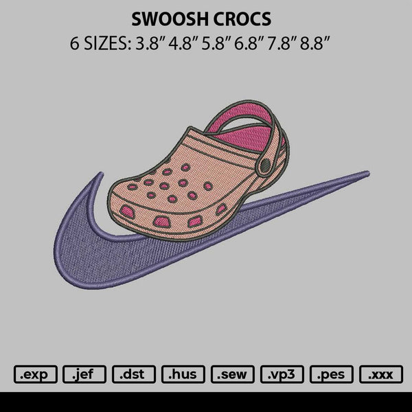 Swoosh Crocs Embroidery File 6 sizes