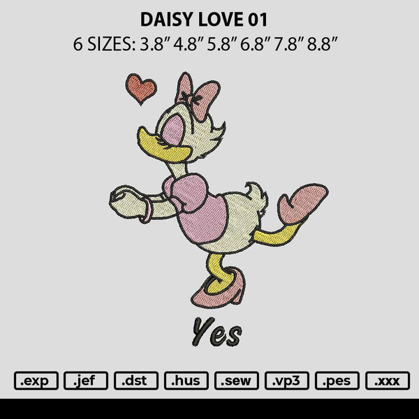 Daisy Love 01 Embroidery File 6 sizes