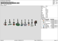Swords 1103 Embroidery File 6 sizes