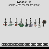 Swords 1103 Embroidery File 6 sizes
