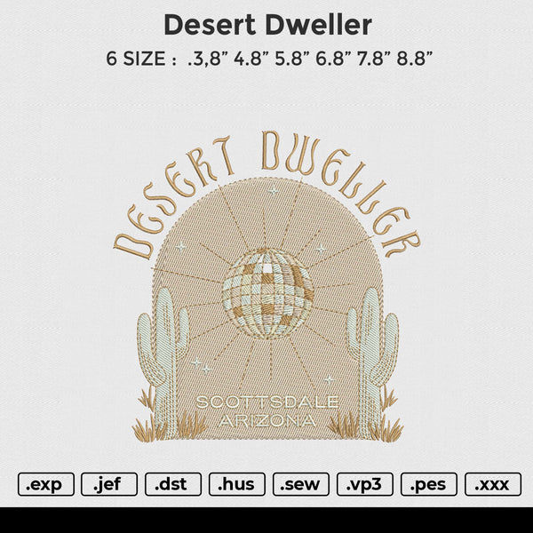 Desert dweller  Embroidery File 6 size