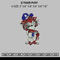 D Tiger Puff Embroidery File 6 sizes