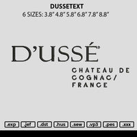 Dussetext Embroidery File 6 sizes