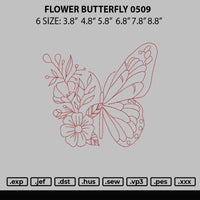 Flower Butterfly 0509 Embroidery File 6 sizes