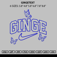 Gingetext Embroidery File 6 sizes