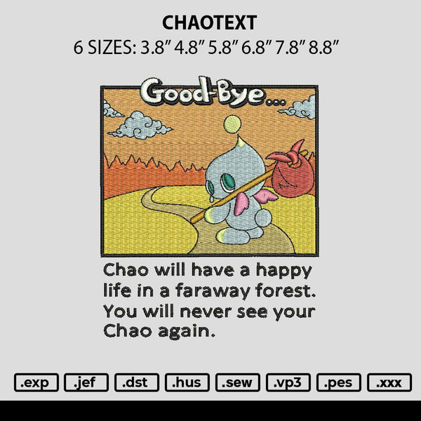Chaotext Embroidery File 6 sizes