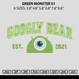 Green Monster 01 Embroidery File 6 sizes