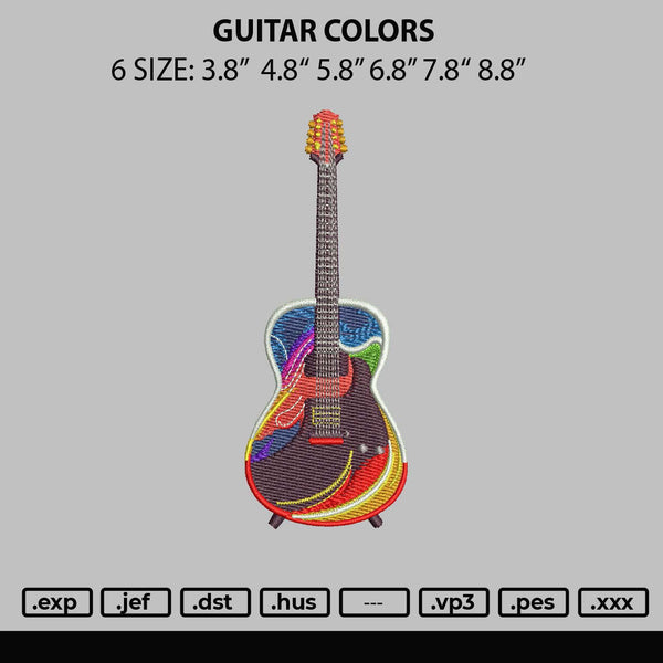 Guitar Colors Embroidery File 6 sizes