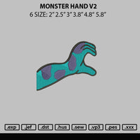 Monster Hand V2 Embroidery File 6 sizes