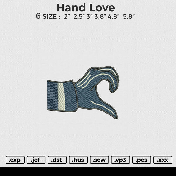 Hand Love Embroidery File 6 size