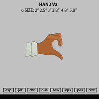 Hand V3 Embroidery File 6 sizes