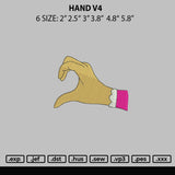Hand V4 Embroidery File 6 sizes