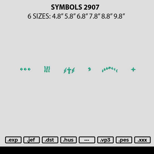 Symbols 2907 Embroidery File 6 sizes