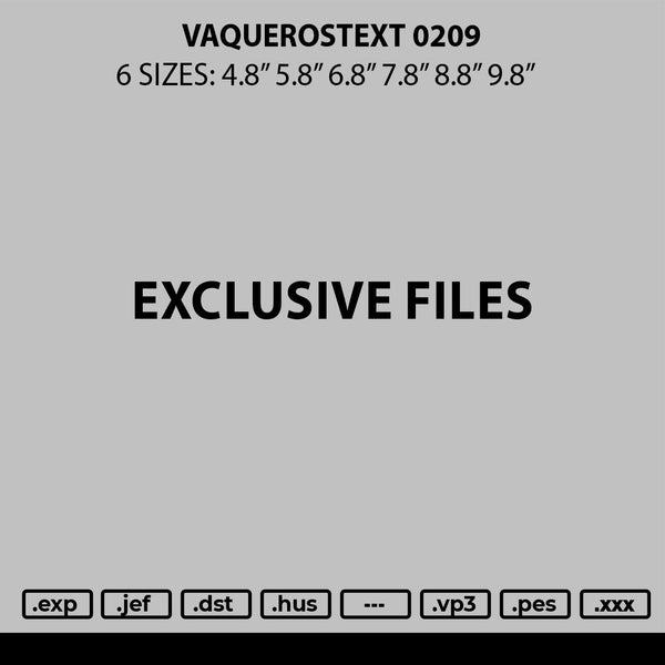 Vaquerostext 0209 Embroidery File 6 sizes