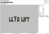 Lets Lift Embroidery File 6 sizes