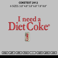 Coketext 2912 Embroidery File 6 sizes