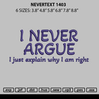 Nevertext Embroidery File 6 sizes