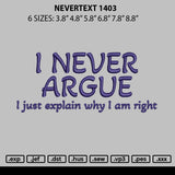 Nevertext Embroidery File 6 sizes
