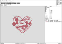Mickeylove Line Embroidery File 6 sizes