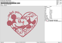 Mickeylove Line Embroidery File 6 sizes