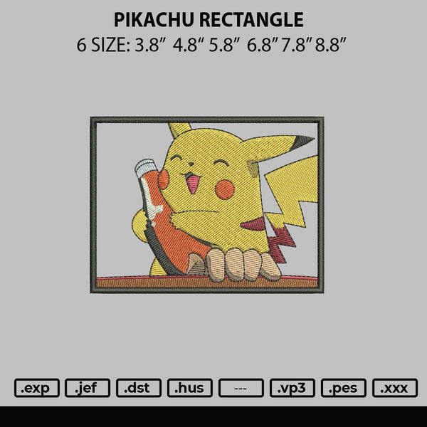 Pikachu Rectangle Embroidery File 6 sizes