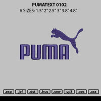 Pumatext 0102 Embroidery File 6 sizes