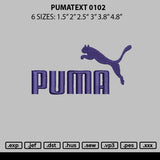 Pumatext 0102 Embroidery File 6 sizes