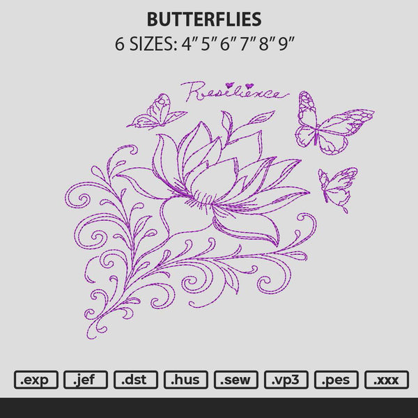 Butterflies 2907 Embroidery File 6 sizes