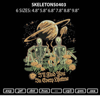 Skeletons0403 Embroidery File 6 sizes