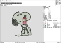 Snoopy Strawberry Drink Embroidery File 6 sizes