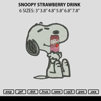 Snoopy Strawberry Drink Embroidery File 6 sizes