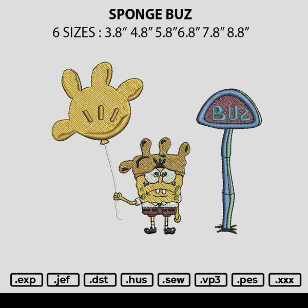 Sponge Buz Embroidery File 6 sizes