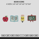 Book Icons Embroidery File 6 sizes