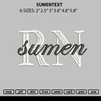 Sumentext Embroidery File 6 sizes