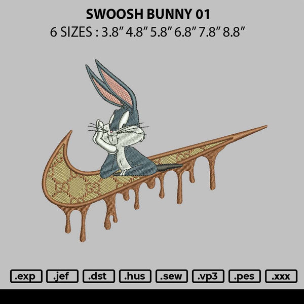 Swoosh Bunny Melt 01 Embroidery File 6 sizes