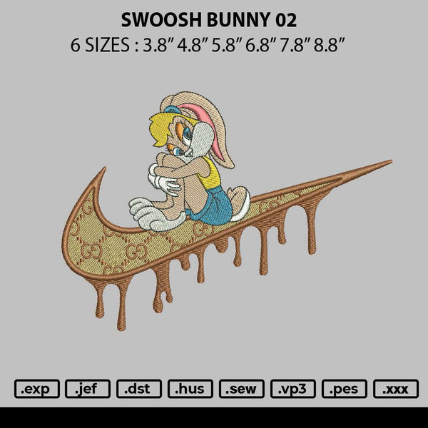 Swoosh Bunny Melt 02 Embroidery File 6 sizes