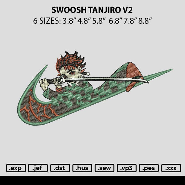 Swoosh Tanjiro V2 Embroidery File 6 sizes