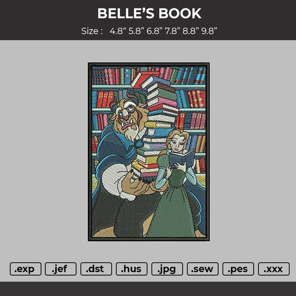 Belle's Book Embroidery File Design