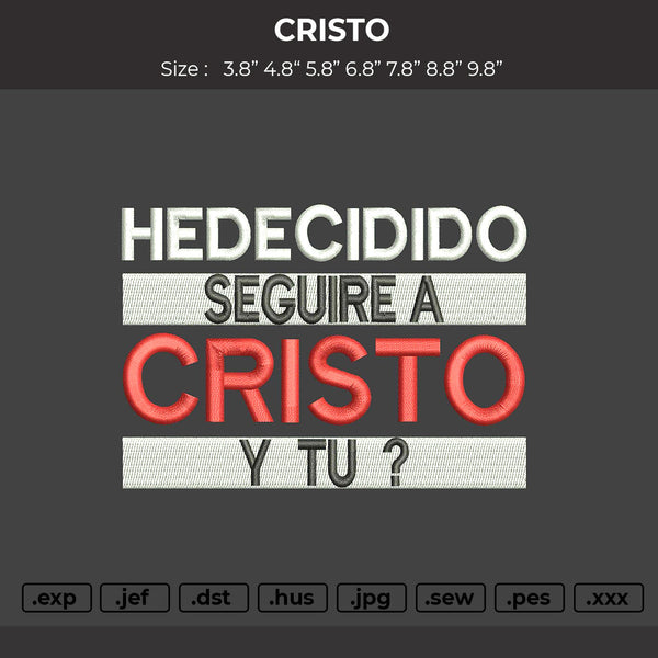 CRISTO Embroidery File Design