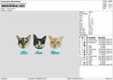 Three Cats 1312 Embroidery File 6 sizes