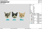 Three Cats 1312 Embroidery File 6 sizes