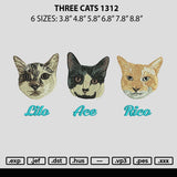 Three Cats 1312 Embroidery File 6 sizes
