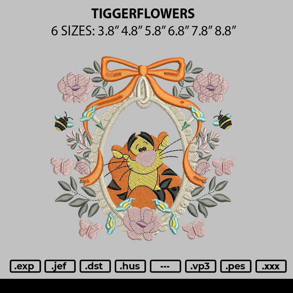 Tiggerflowers Embroidery File 6 sizes