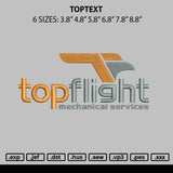 Toptext Embroidery File 6 sizes