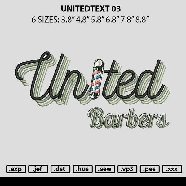 Unitedtext 03 Embroidery File 6 sizes