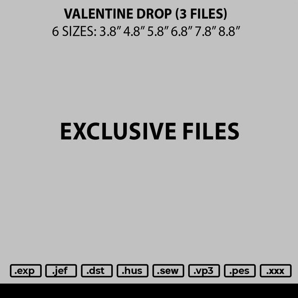 Valentine Drop Embroidery 3 Files